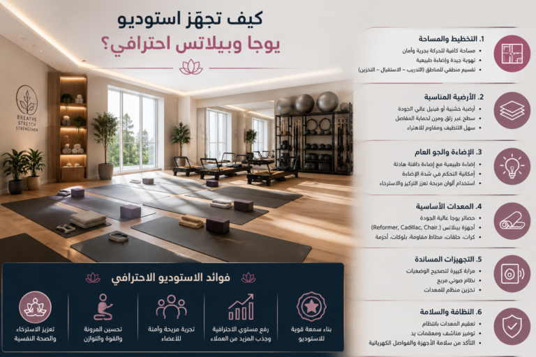 كيف تجهّز استوديو يوجا وبيلاتس احترافي؟