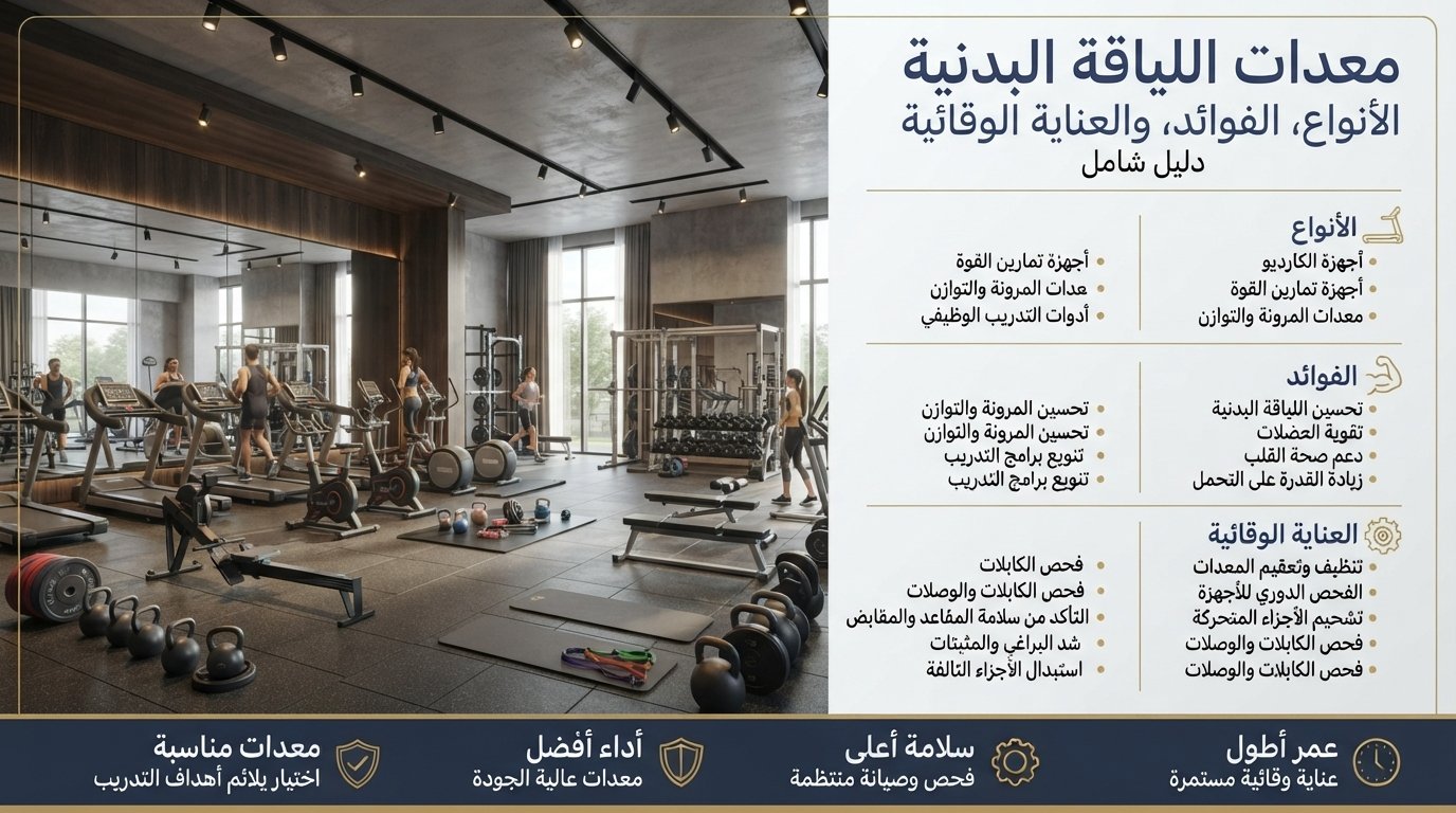 معدات اللياقة البدنية: الأنواع، الفوائد، والعناية الوقائية — دليل شامل