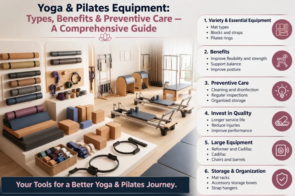 Yoga and Pilates Equipment: Types, Benefits, and Preventive Care — A Comprehensive Guide